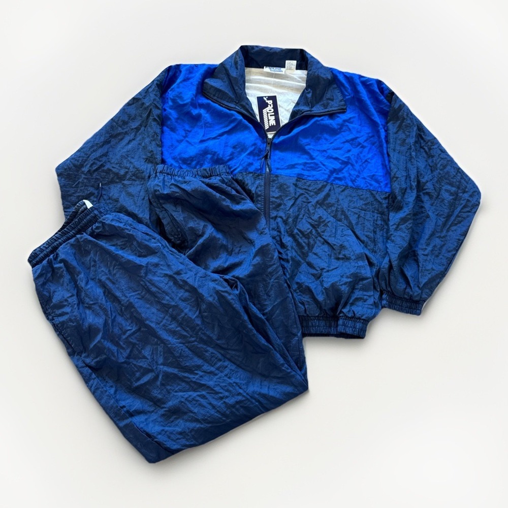 Vintage Proline‎ Track Suit Mens M Blue Colorblock 90s Swishy Sopranos